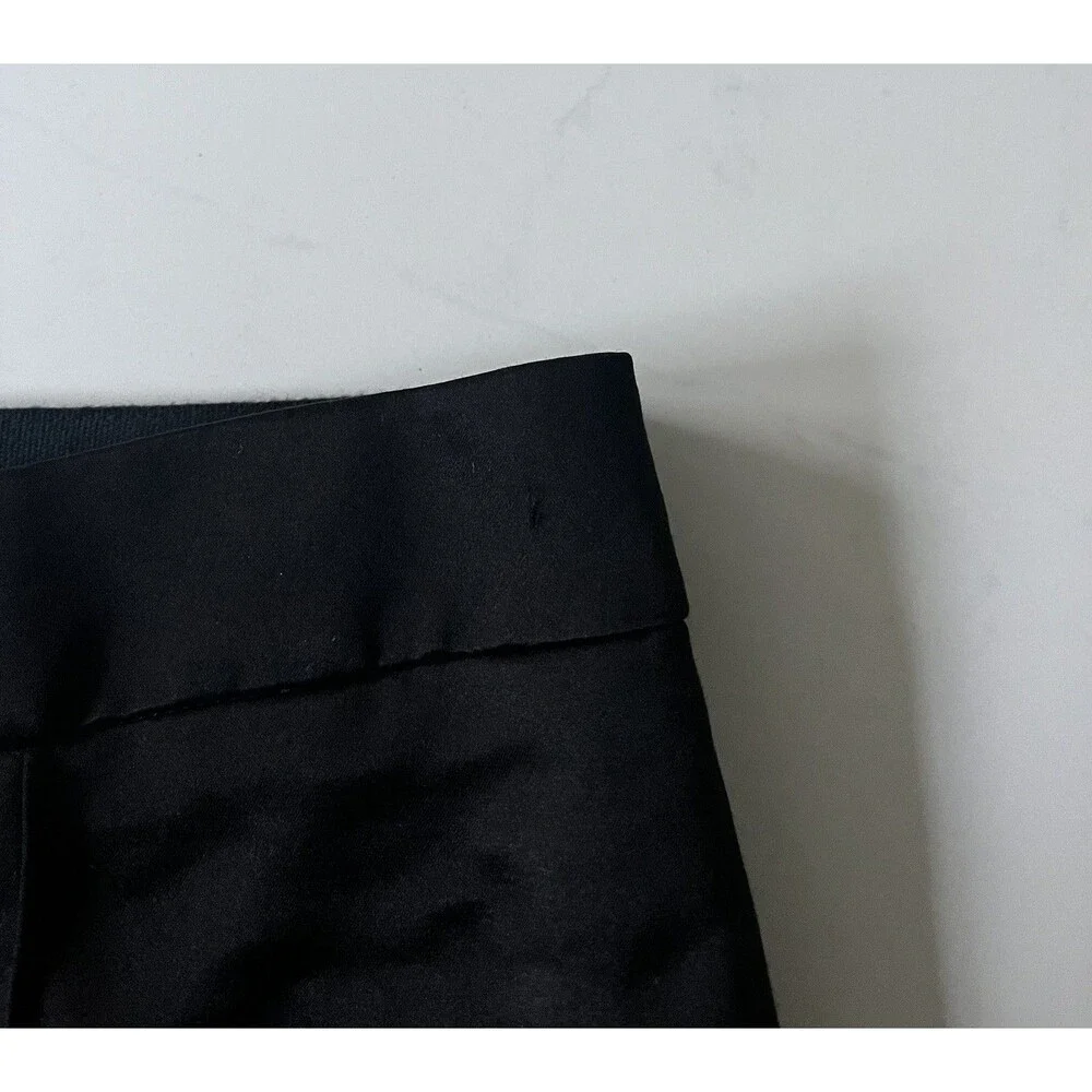 Tory Burch Black Cotton Silk Pintuck Trousers Flare Leg Size 2